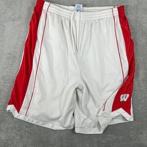 Vintage Wisconsin Badgers Basketball Shorts Mens XL White Red Athletic Gym NCAA